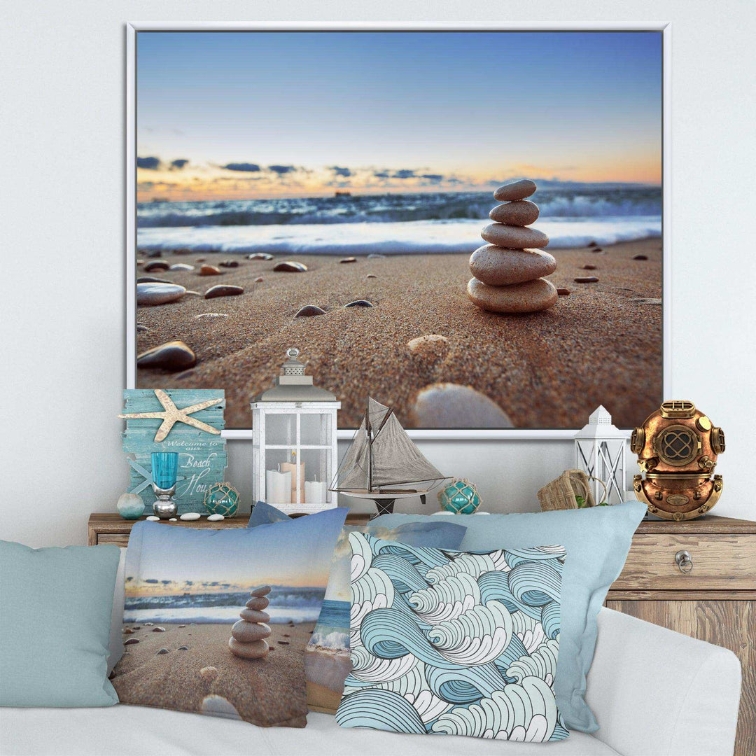 Stones Balance on Sandy Beach
