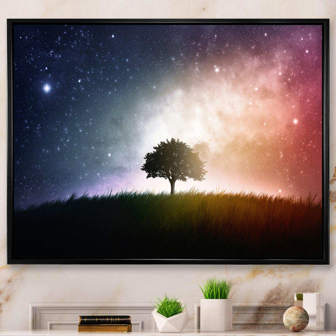 Single Tree Space Background