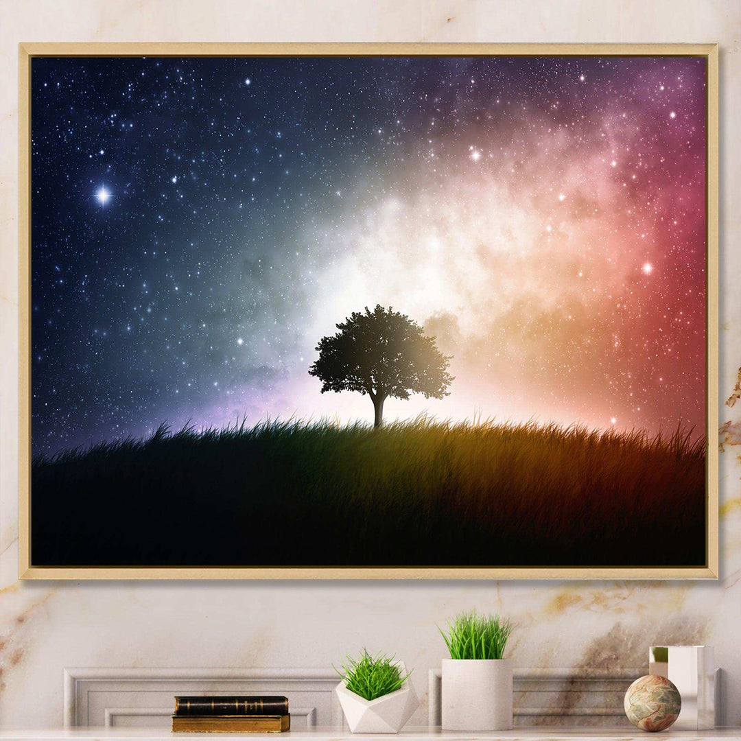Single Tree Space Background