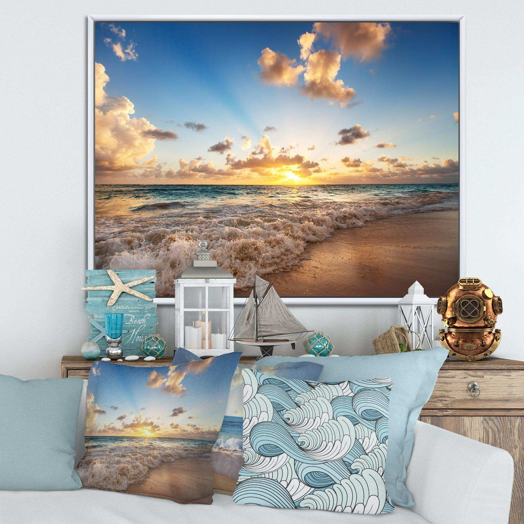 Sunrise on Beach of Caribbean Sea