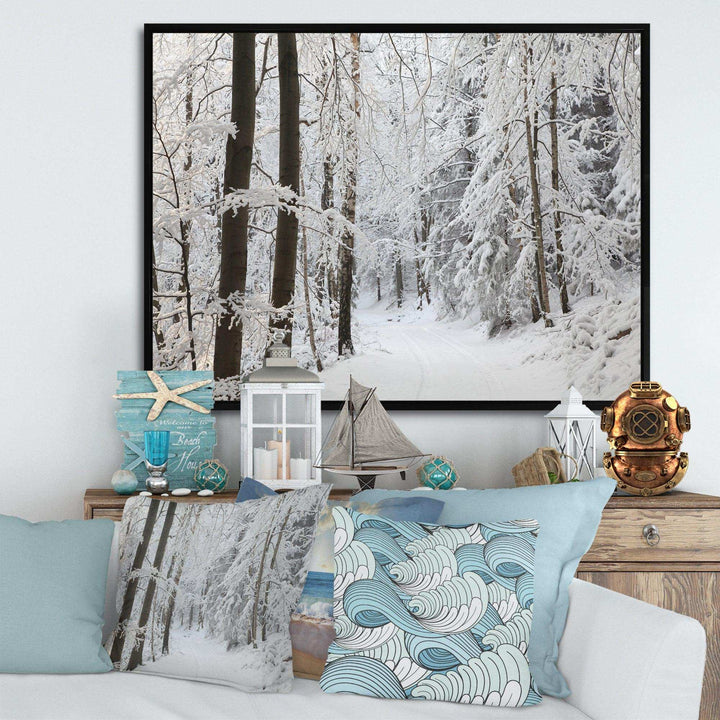 Dense Winter Forest and Lane
