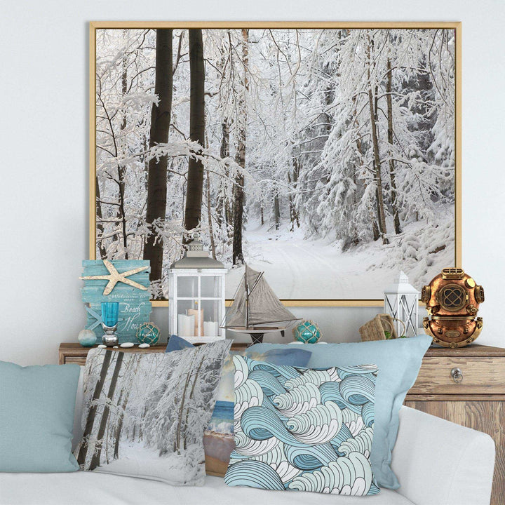 Dense Winter Forest and Lane