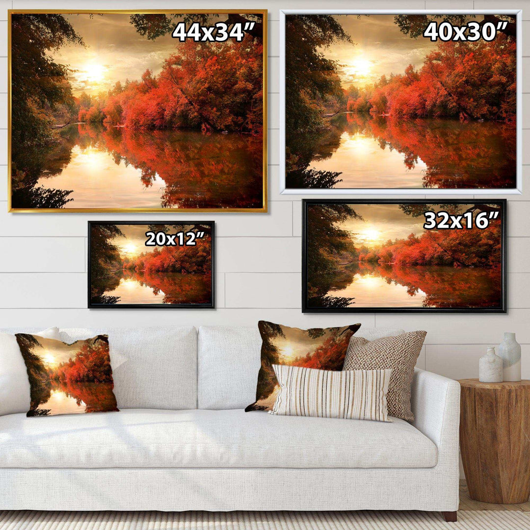 Colorful Fall Sunset over River