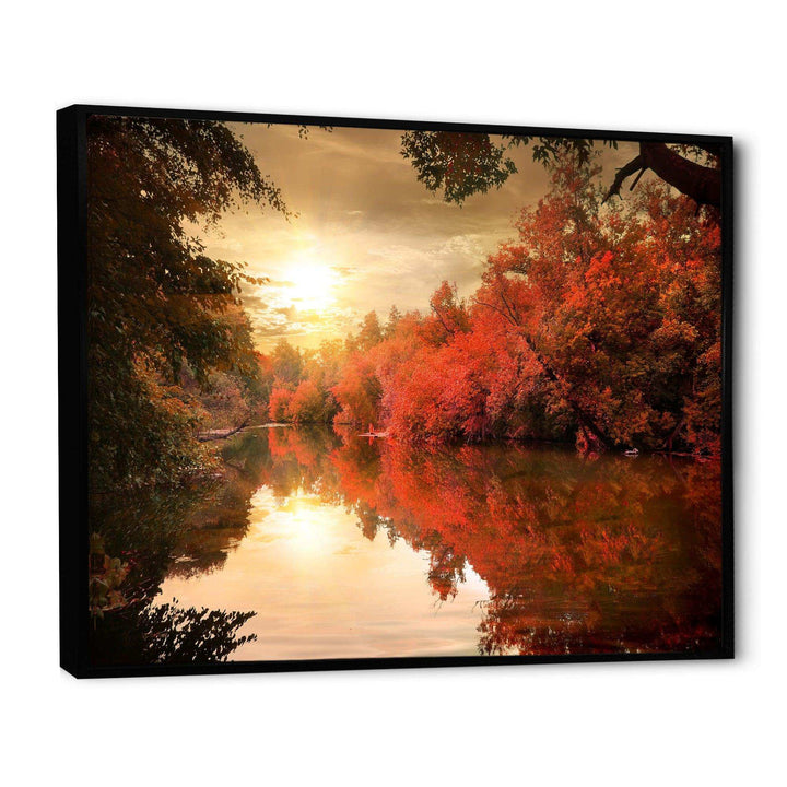 Colorful Fall Sunset over River