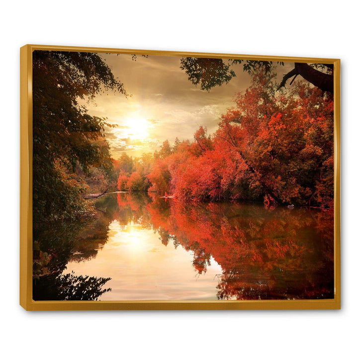 Colorful Fall Sunset over River