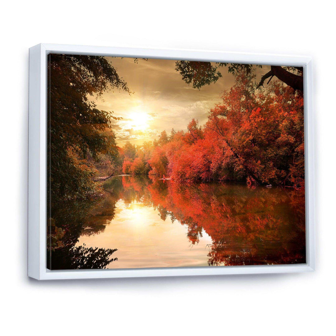Colorful Fall Sunset over River