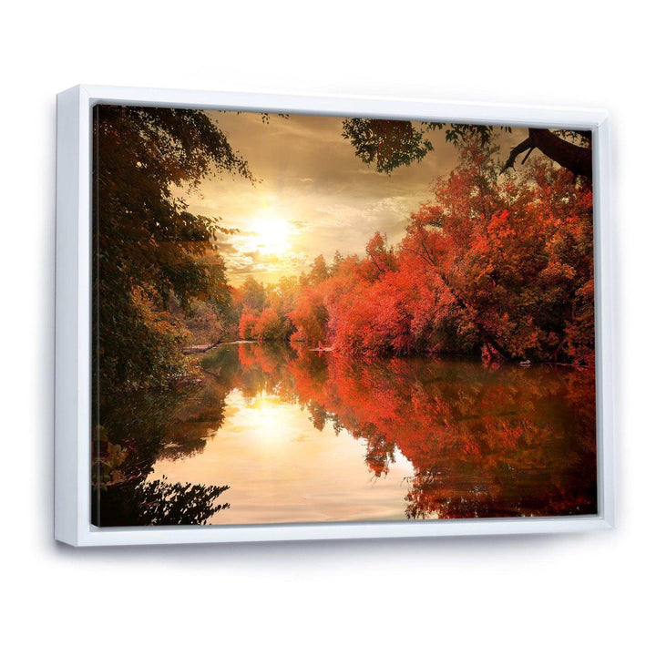 Colorful Fall Sunset over River