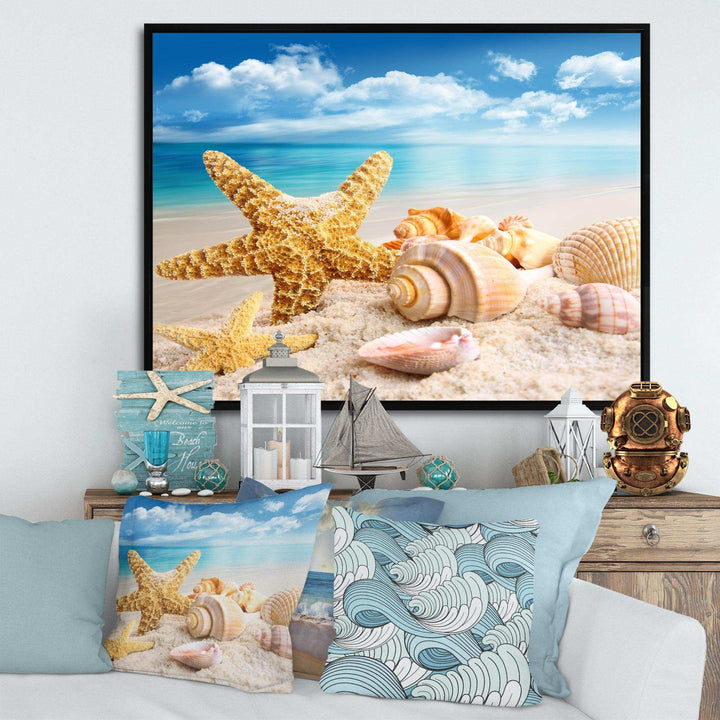 Starfish and Seashells on Beach