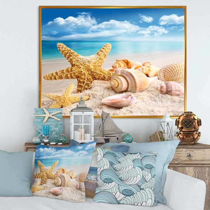 Starfish and Seashells on Beach