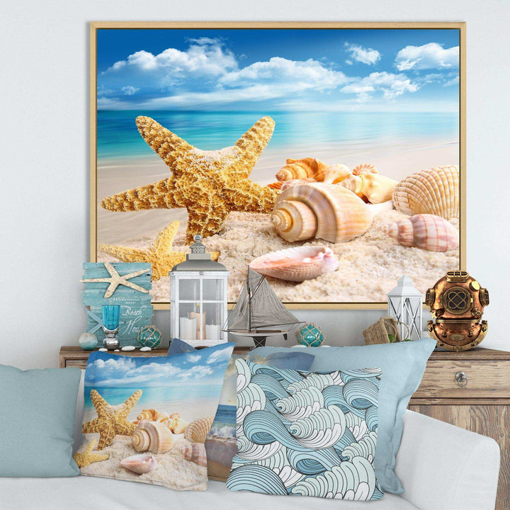 Starfish and Seashells on Beach