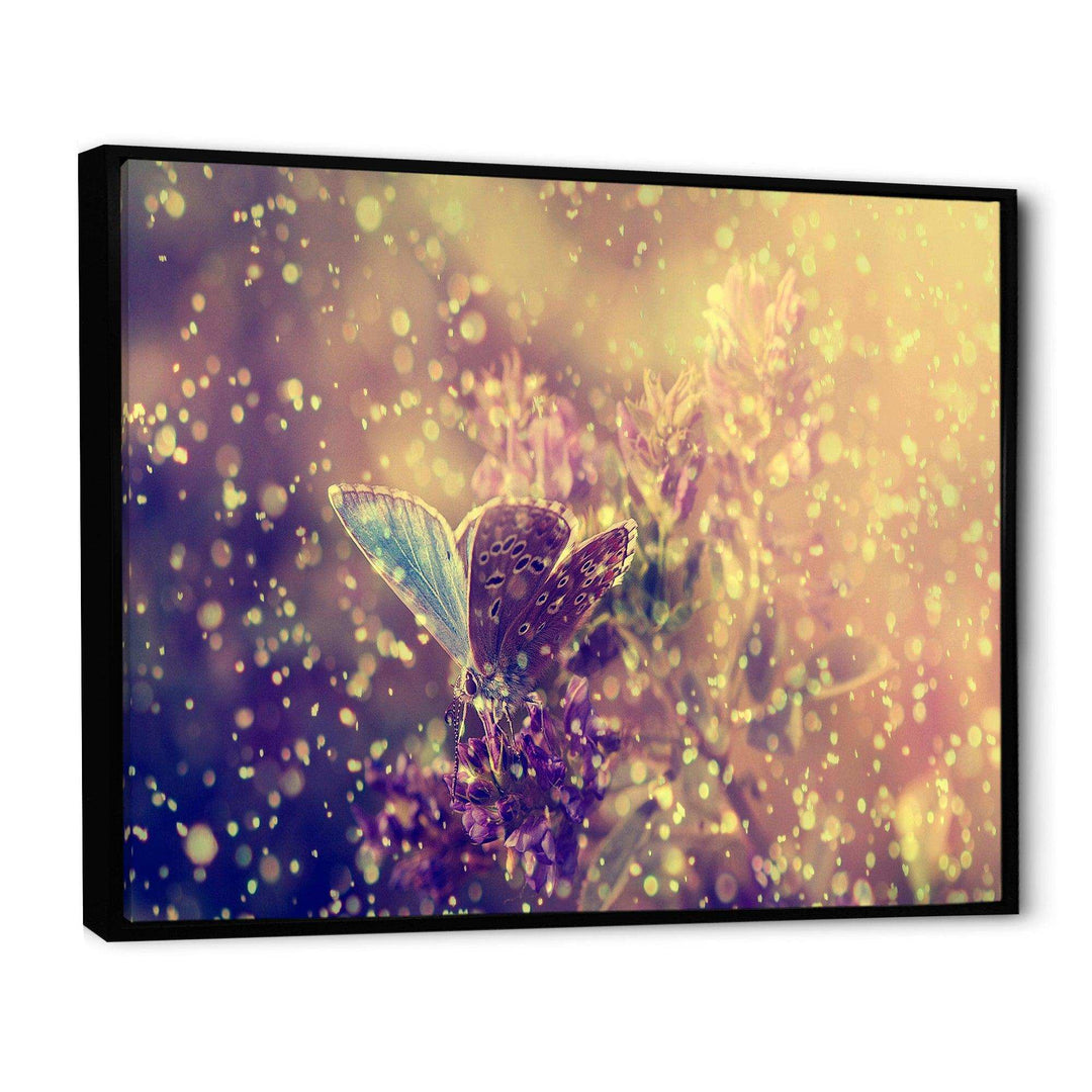 Blue Butterfly And Purple Flowers