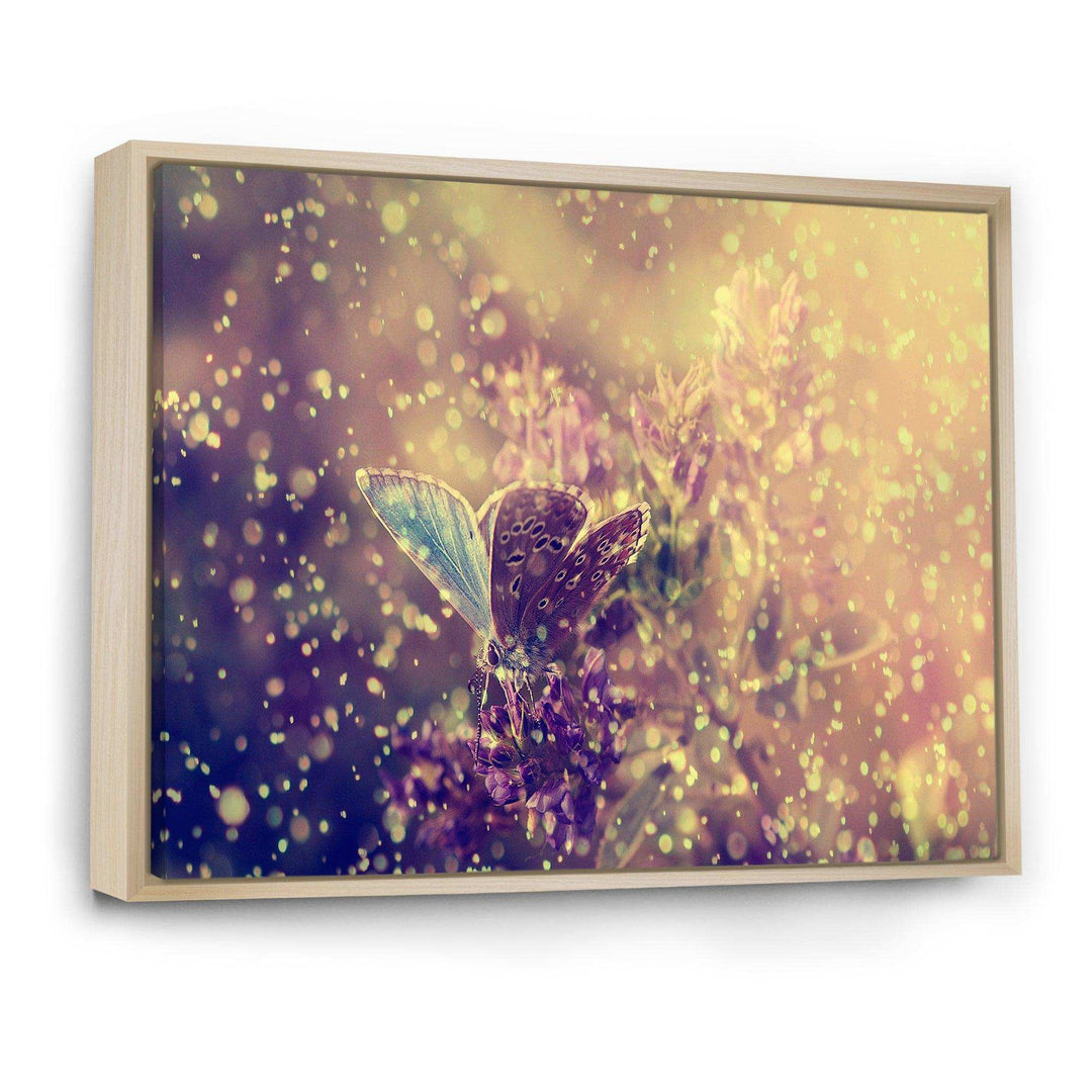Blue Butterfly And Purple Flowers