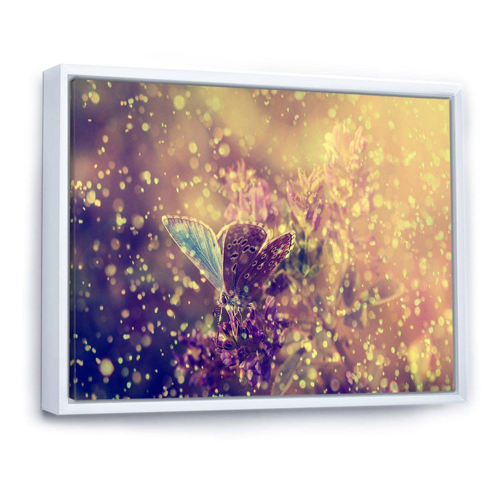 Blue Butterfly And Purple Flowers