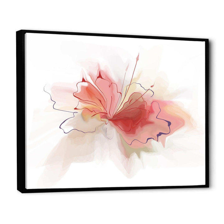 Pink Watercolor Flower Sketch - Floral Living Room Wall Decor