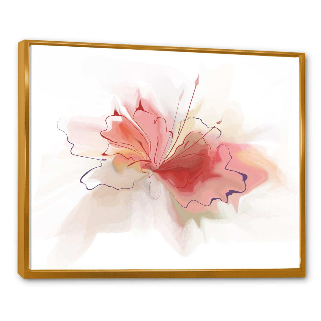 Pink Watercolor Flower Sketch - Floral Living Room Wall Decor
