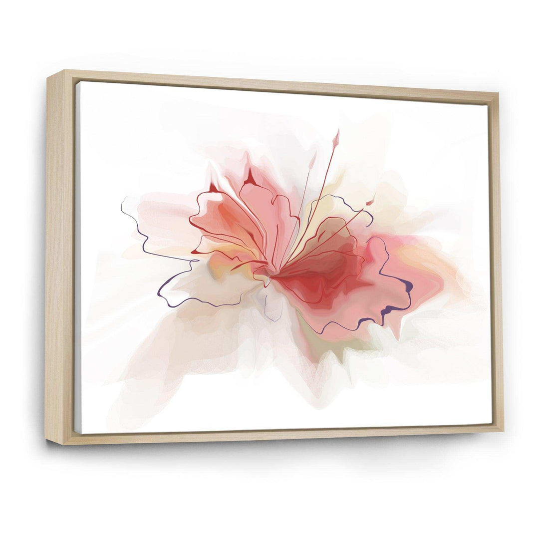 Pink Watercolor Flower Sketch - Floral Living Room Wall Decor