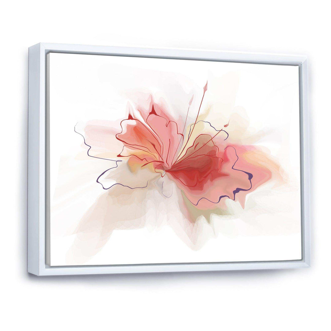 Pink Watercolor Flower Sketch - Floral Living Room Wall Decor