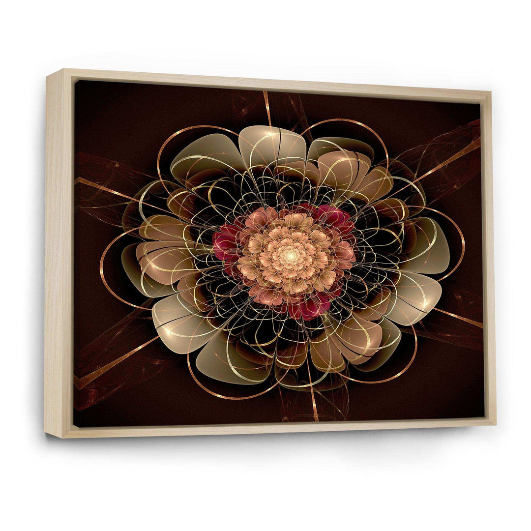 Dark Gold Red Fractal Flower Pattern - Floral Canvas Wall Art