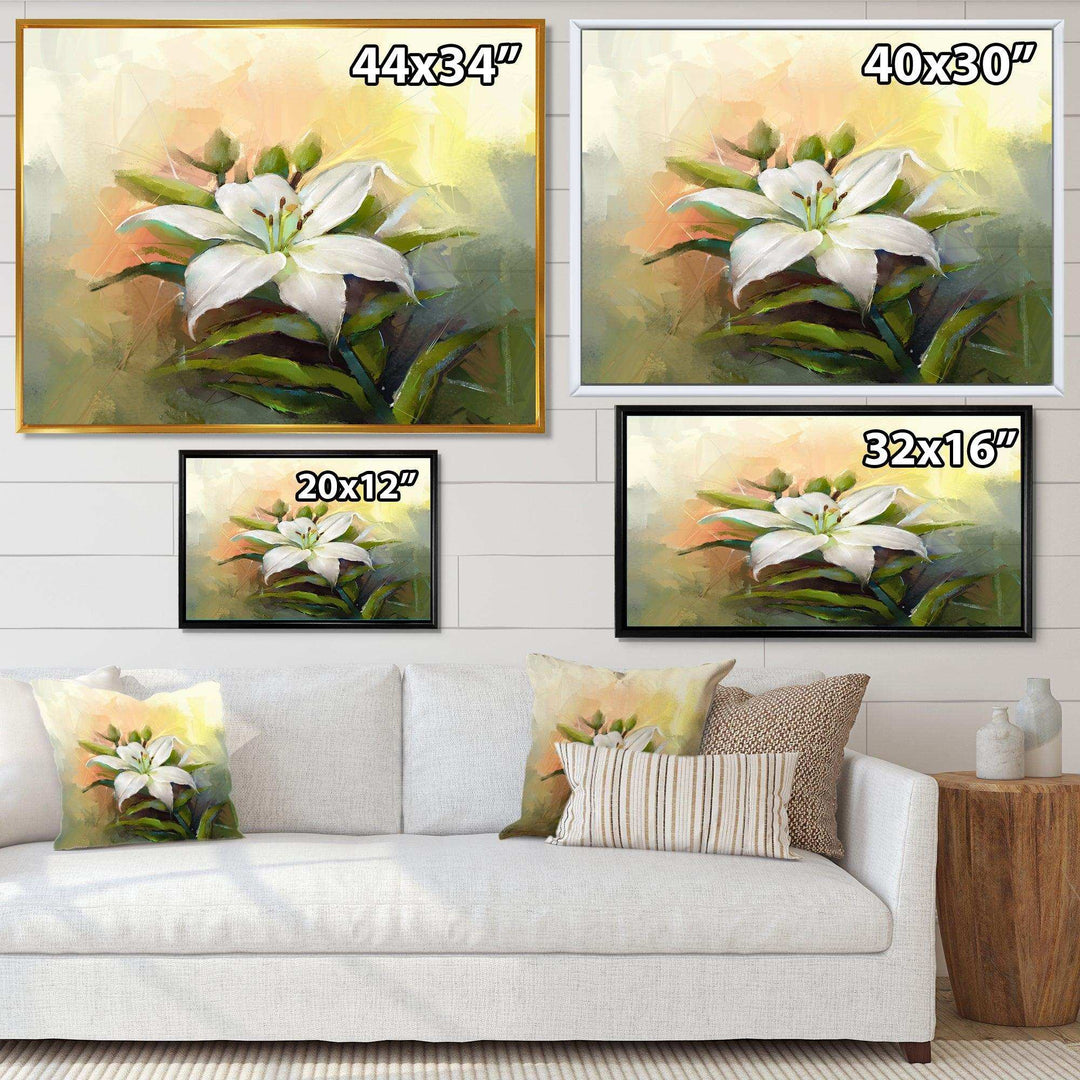 White Lily Flower Oil Painting