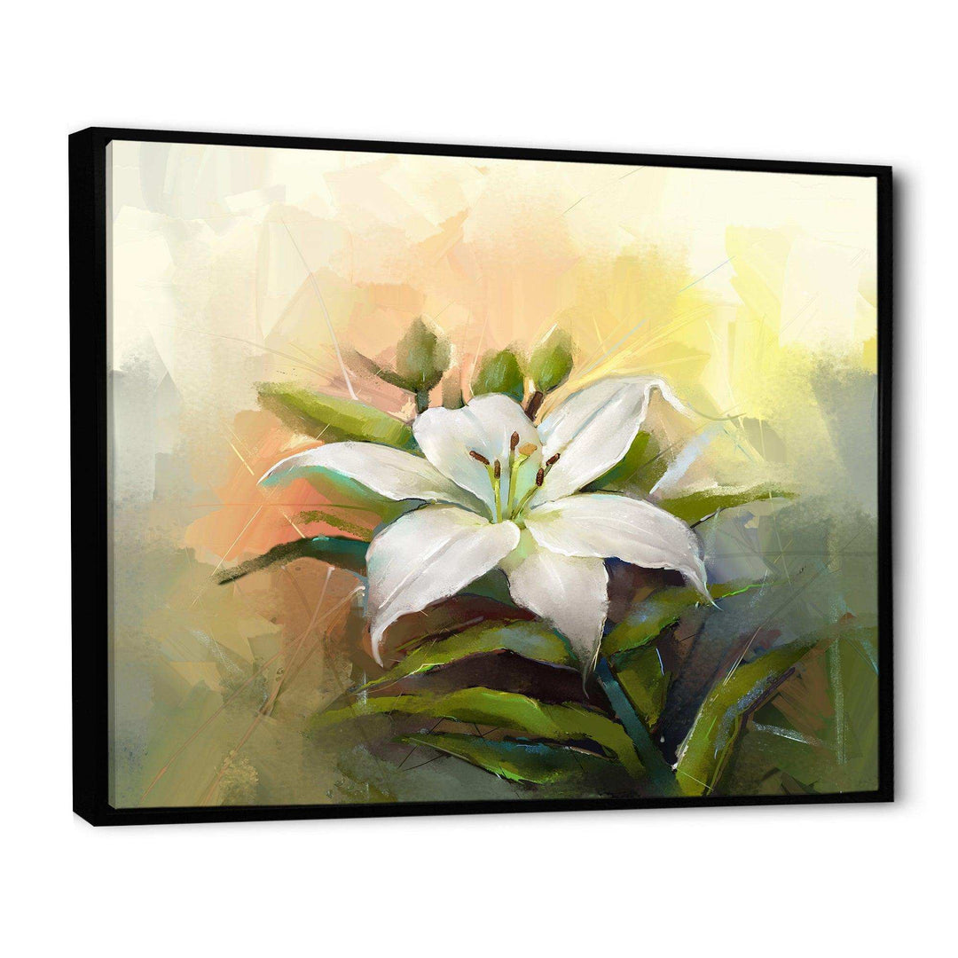 White Lily Flower Oil Painting