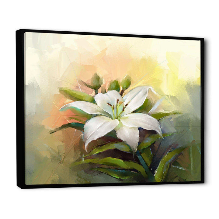White Lily Flower Oil Painting