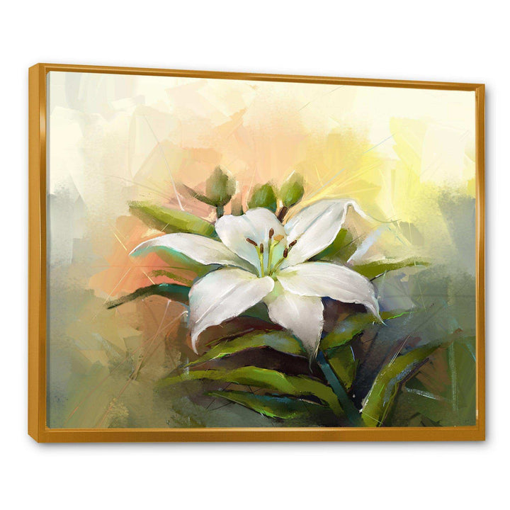 White Lily Flower Oil Painting