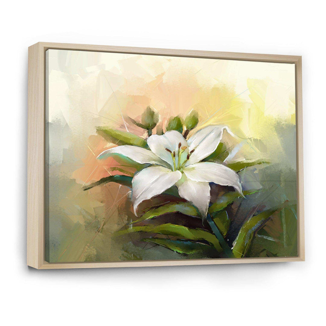 White Lily Flower Oil Painting