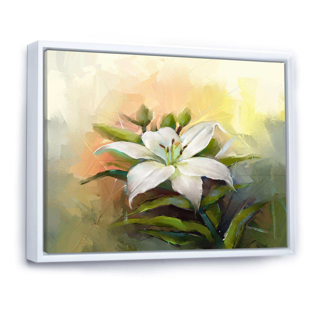 White Lily Flower Oil Painting