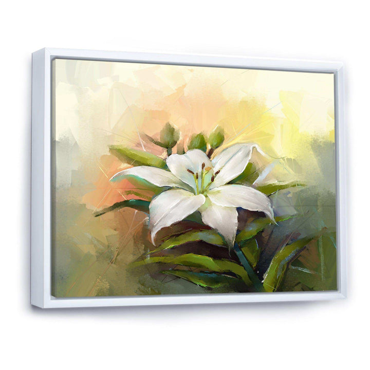 White Lily Flower Oil Painting
