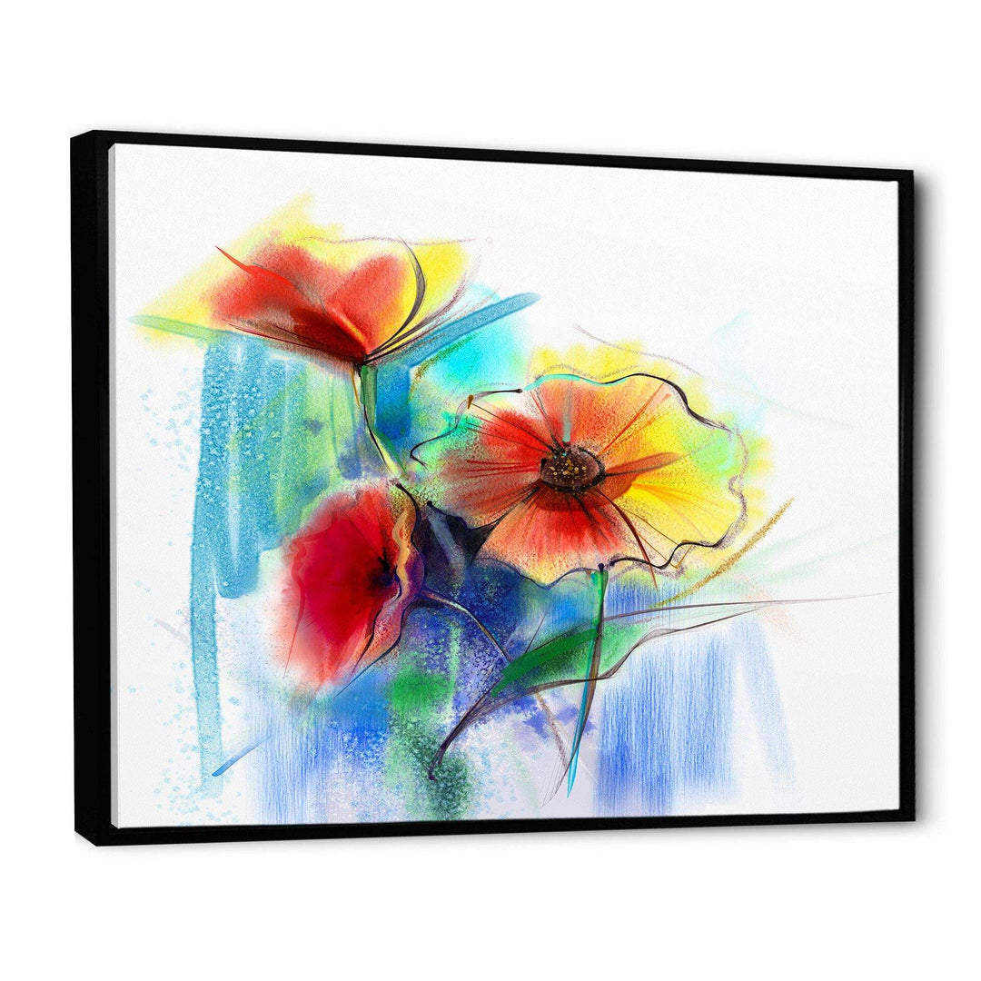 Watercolor Multi color Flower - Floral Living Room Wall Decor