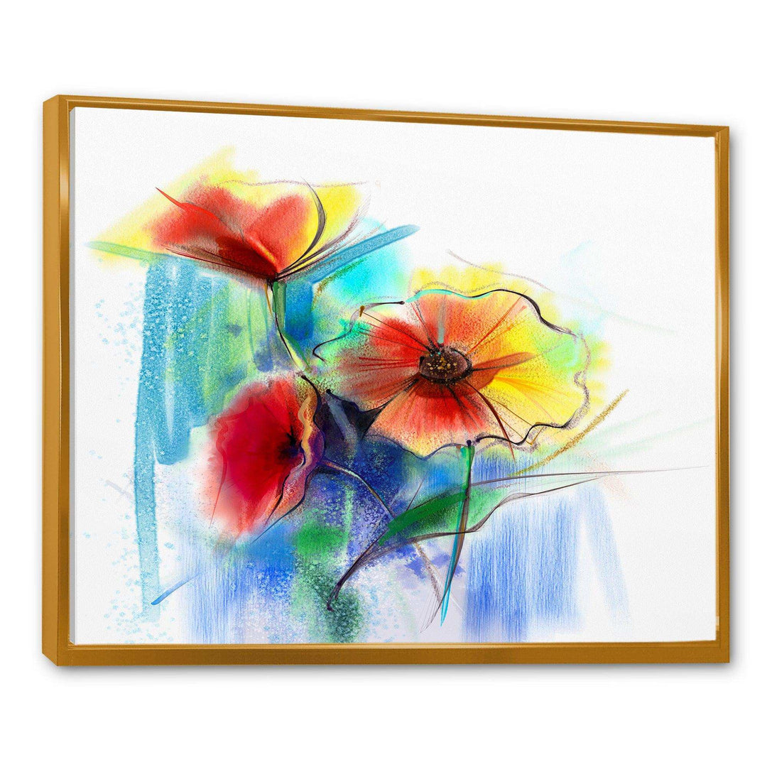 Watercolor Multi color Flower - Floral Living Room Wall Decor