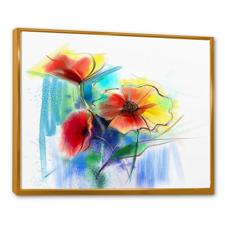 Watercolor Multi color Flower - Floral Living Room Wall Decor