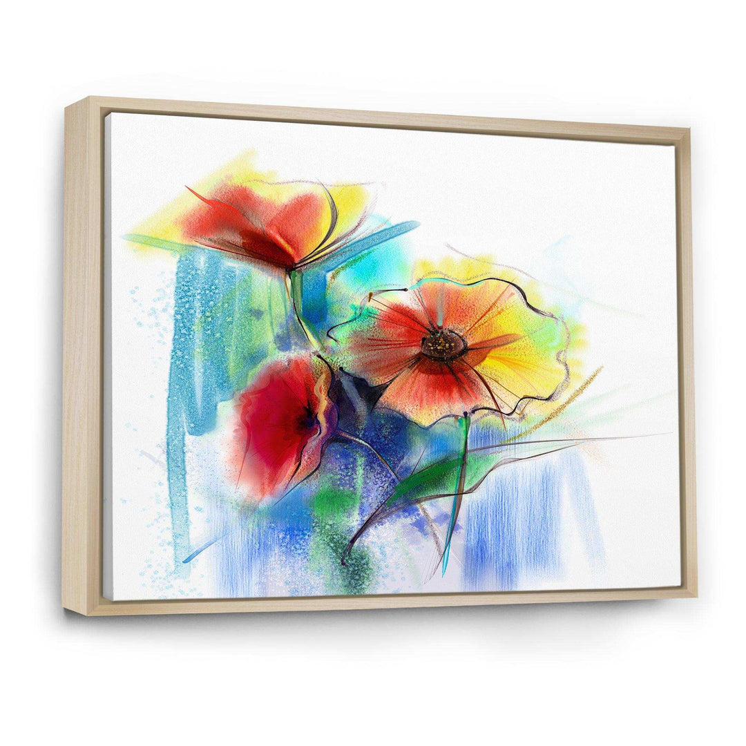 Watercolor Multi color Flower - Floral Living Room Wall Decor