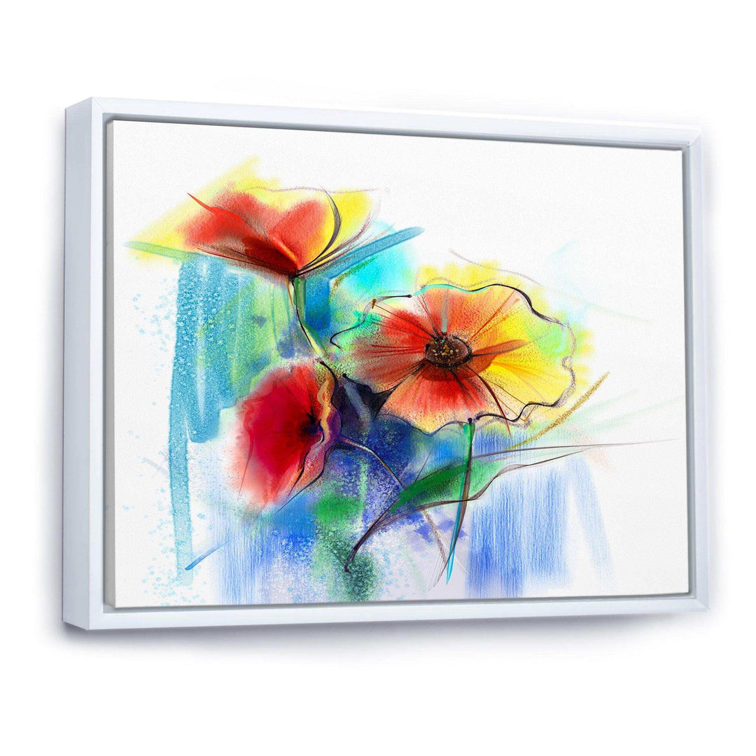 Watercolor Multi color Flower - Floral Living Room Wall Decor