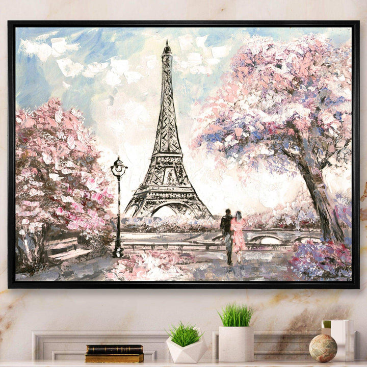 Eiffel with Pink Flowers