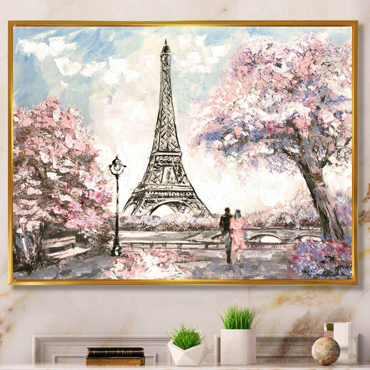 Eiffel with Pink Flowers