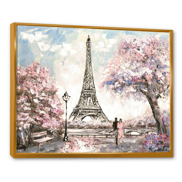 Eiffel with Pink Flowers