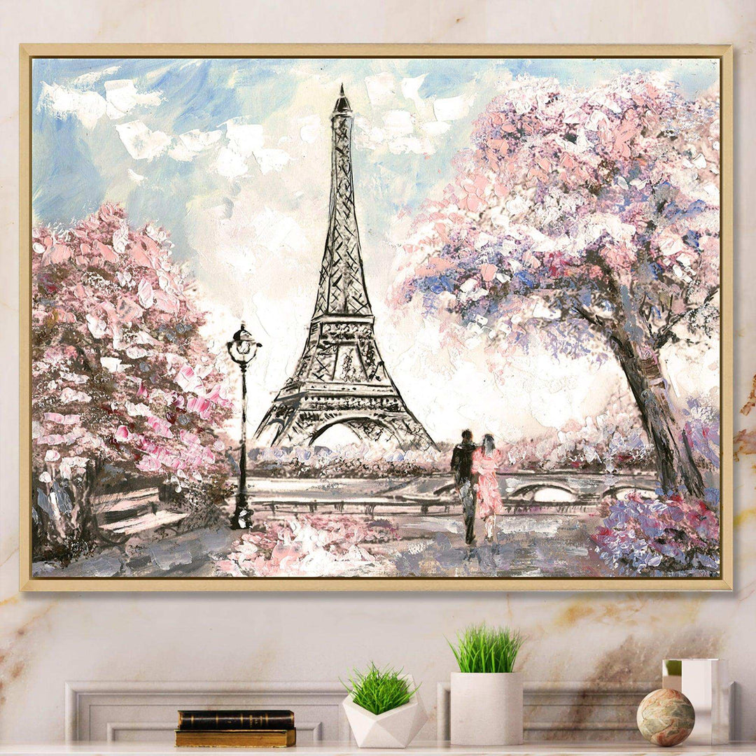 Eiffel with Pink Flowers