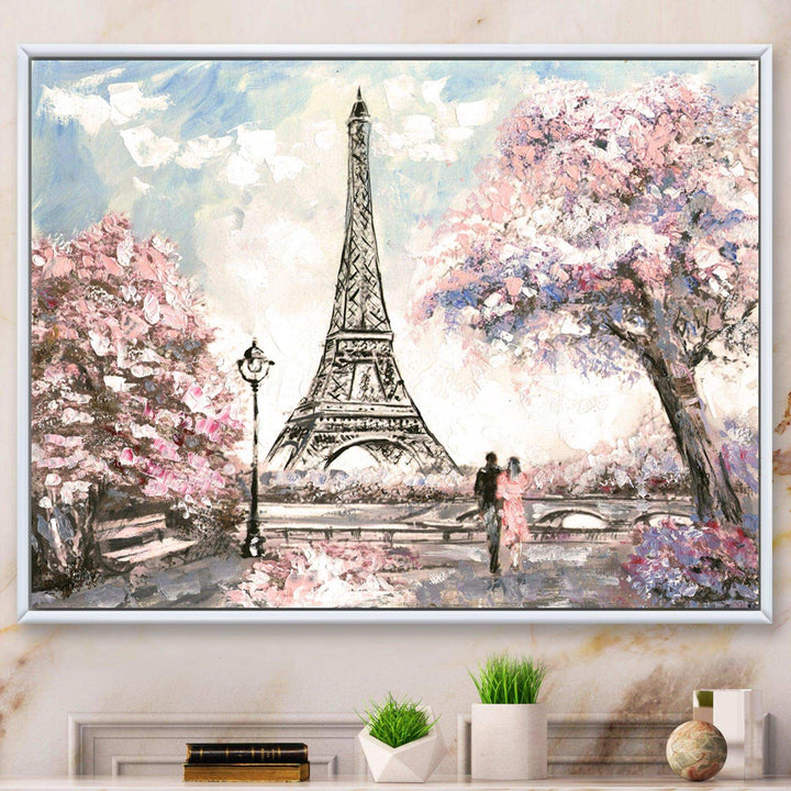 Eiffel with Pink Flowers