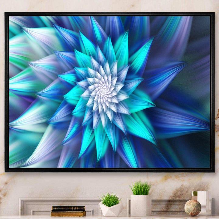 Large Blue Alien Fractal Flower - Modern Wall Art Prints