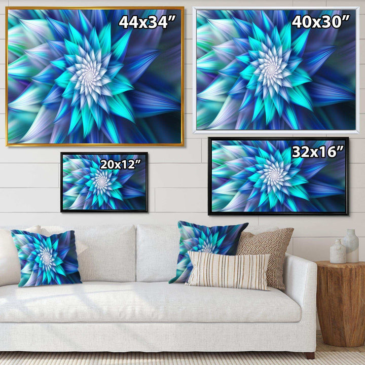 Large Blue Alien Fractal Flower - Modern Wall Art Prints