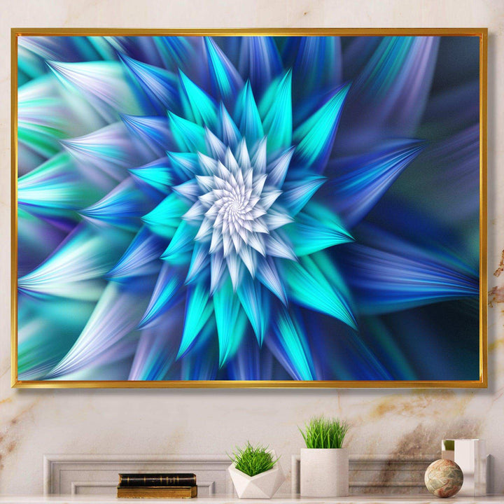 Large Blue Alien Fractal Flower - Modern Wall Art Prints