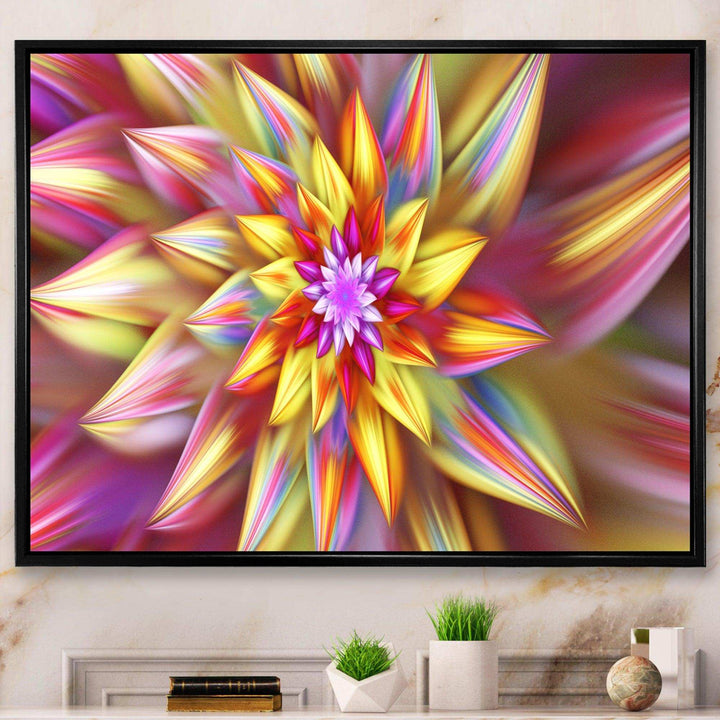 Large Multi Color Alien Fractal Flower - Modern Canvas Wall Art