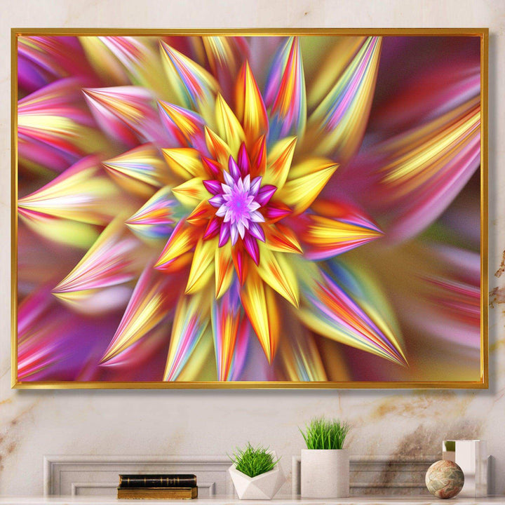 Large Multi Color Alien Fractal Flower - Modern Canvas Wall Art