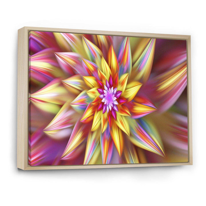 Large Multi Color Alien Fractal Flower - Modern Canvas Wall Art