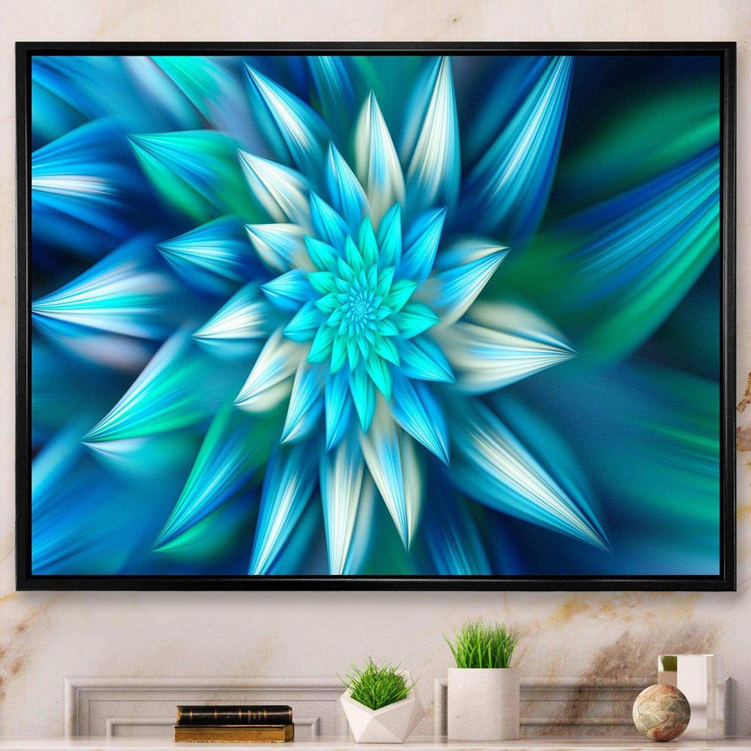 Huge Blue Fractal Flower - Modern Living Room Wall Decor
