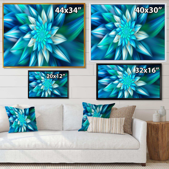 Huge Blue Fractal Flower - Modern Living Room Wall Decor