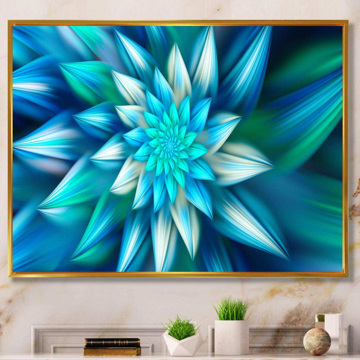 Huge Blue Fractal Flower - Modern Living Room Wall Decor