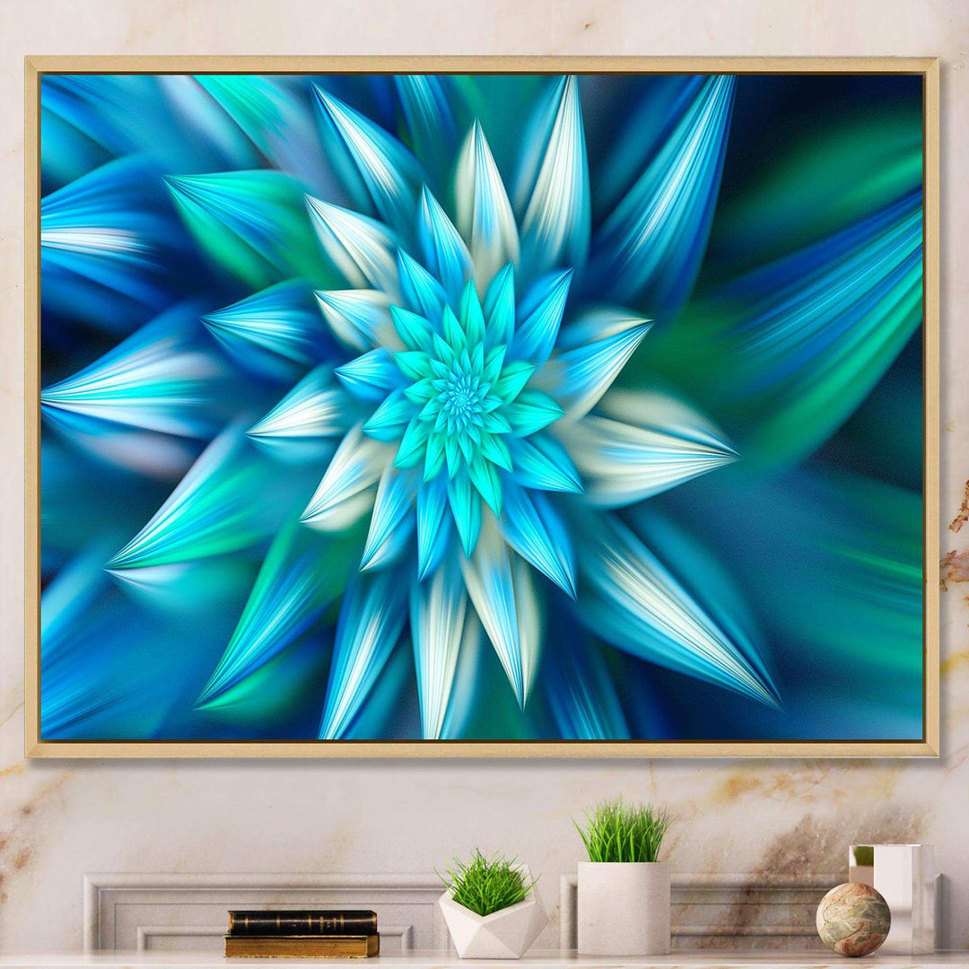 Huge Blue Fractal Flower - Modern Living Room Wall Decor