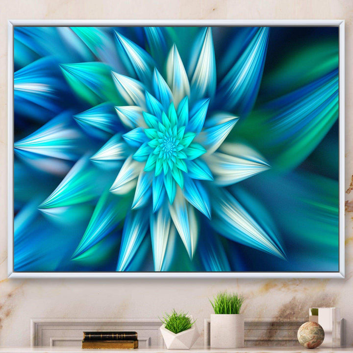 Huge Blue Fractal Flower - Modern Living Room Wall Decor